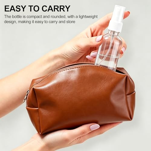 QVYQVY 4 Pack 2oz Amber Spray Bottles with Funnels – Clear, Leak-Proof Caps