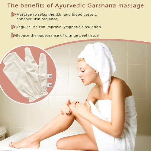 Celeyearnirs 2PCS Raw Silk Garshana Gloves - Free Size Exfoliating Body Scrubbing