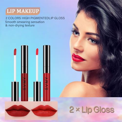 Complete Makeup Set with 9 Colors Eyeshadow, Lip Gloss & Brushes