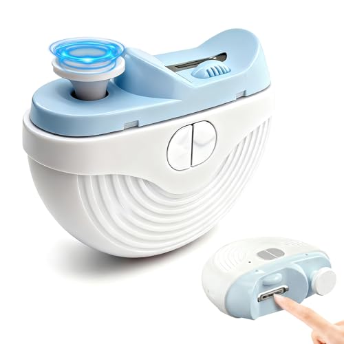 Electric Nail Clipper, 3 Speeds Automatic Nail Clipper for Thin & Thick Nail for Adults,Seniors and Kids, Electric Nail Trimmer with 2-in-1 Grinding Heads, LED Light & Nail Scraps Storage (Blue)