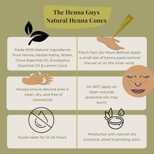 Henna Guys 100% Natural Henna Cones for Hair Dye - 6 Pack