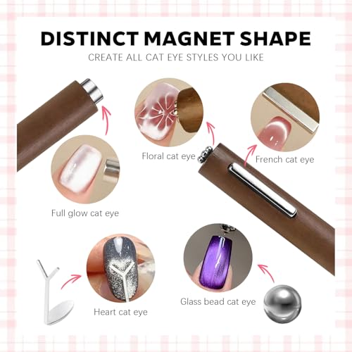 Gel Nail Polish Set, Cat Eye Gel Polish Kit, Holographic Reflective Magnetic Shimmer Glitter Dark Light Purple Gel, Manicure Salon DIY Gifts, Soak Off, UV/LED Cured (9 Colors C)