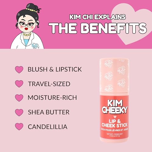 KimChiChic Beauty Kim Cheeky Multi-Use Cream Stick for Cheeks & Lips, Hydrating, Blendable Blush & Lip Stick, Infused with Shea Butter & Castor Oil, Vegan & Cruelty-Free, Pinched