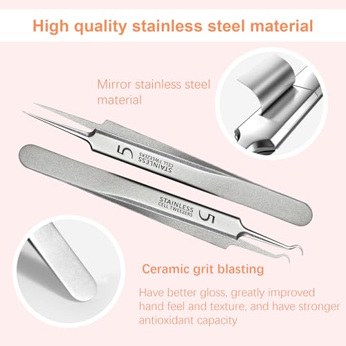 Blackhead Remover Tweezers Kit - 3-Piece Acne Extractor Tool Set