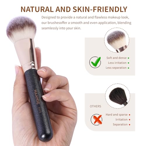 MAANGE Makeup Brush Set 5-Piece Professional Synthetic Makeup Brushes for Foundation, Blush, Power Concealer & Contour Application Travel Make Up Brush with Box (Black)
