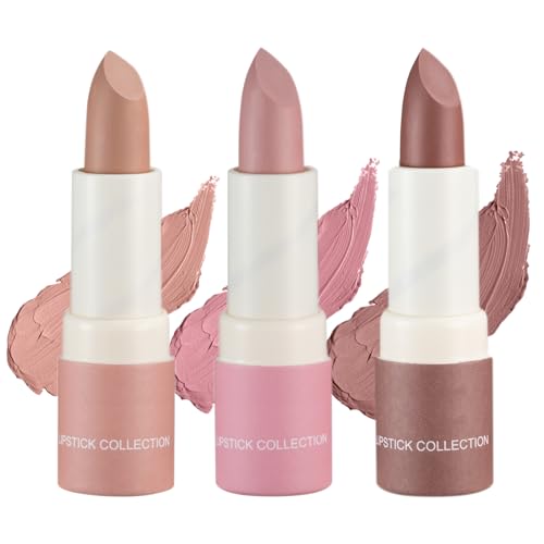 Matte Nude Lipstick Set - 3PC Velvet Long-Lasting Lip Stain