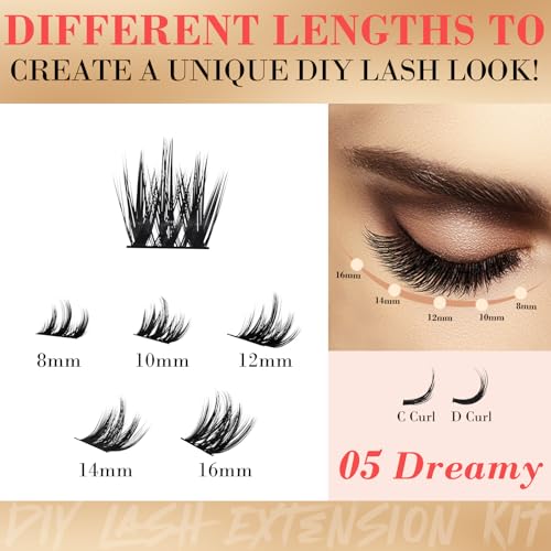 Cluster Eyelash Extensions 165 PCS DIY Lashes 8-16mm Mixed
