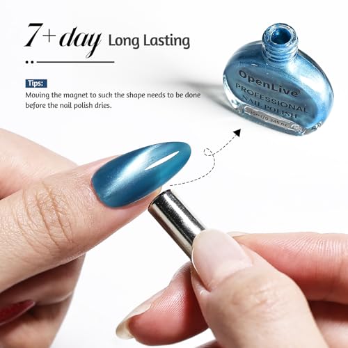 OpenLive Cat Eye Nail Polish Set - 6 Colors with Magnet Stick