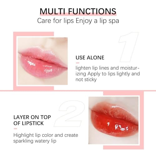Hydrating Lip Glow Oil, Lip Oil Gloss Transparent Toot Tinted Nourishing Long Lasting Repairing Lightening Lip Lines (BERRY) 0.2 OZ