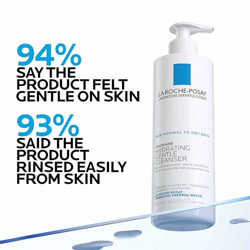 La Roche-Posay Toleriane Hydrating Gentle Face Cleanser | Hydrating Facial Cleanser With Niacinamide + Ceramides | Daily Face Wash For Dry Skin To Normal Skin | Sensitive Skin Tested | Fragrance Free