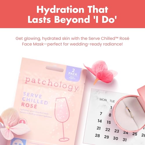 Patchology Serve Chilled Ros? Facial Sheet Mask - Hydrating & Soothing Face Mask with Hyaluronic Acid for Glowing Skin, Ros? Scented Skin Care Treatment, Self-Care Spa Experience at Home - 2 Pairs