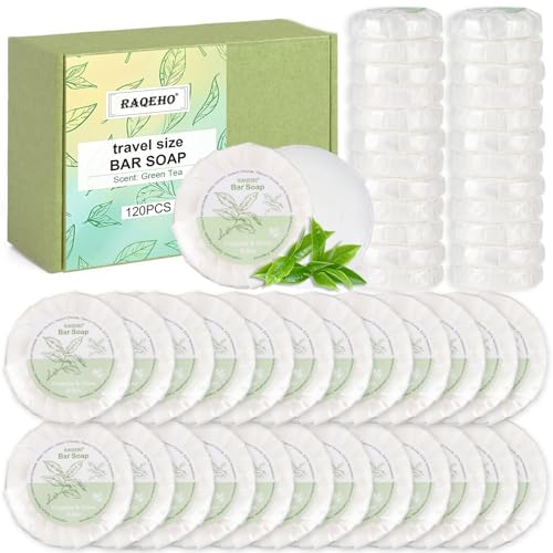 120 Mini Bar Soap Bulk - Travel Soap Individually Wrapped Body Bath Gentle Soap Bars Men Women Travel Size Toiletries for Homeless Hotel Essentials for Guest Bathroom Airbnb£¨Green Tea£©