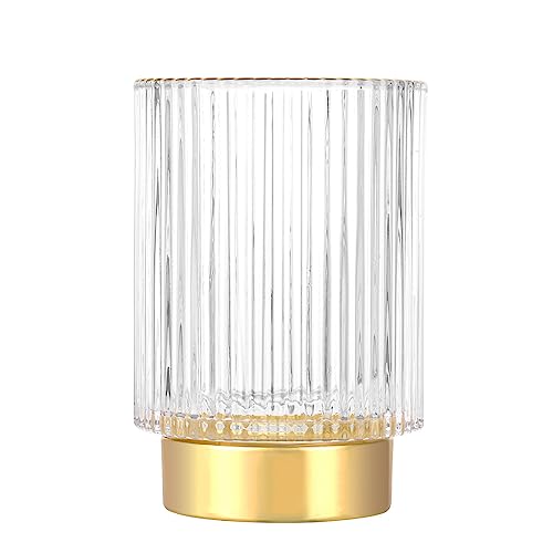 Crystal Makeup Brush Holder Organizer with Striped Design