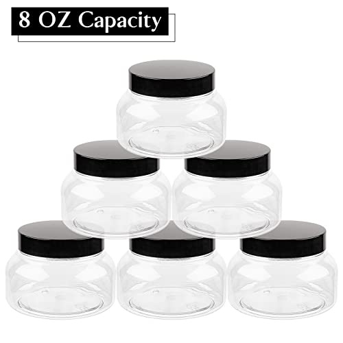TUZAZO 8 Oz Premium Plastic Tuscany Jars with Lids BPA Free, 24 Pack Empty Sugar Scrub Containers, Round Clear Cosmetic Containers for Body Butter, Lotion, Cream, Gel, Beauty Product