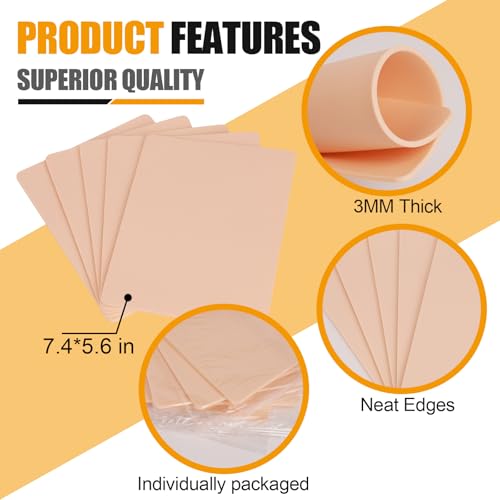 5 Pack 3MM Tattoo Practice Skin with 10 Stencil Papers