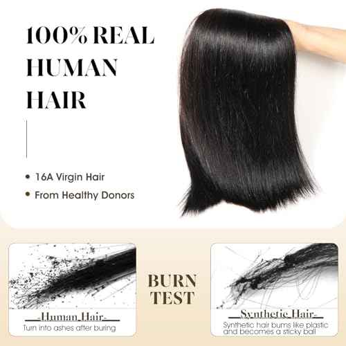 16A Brazilian Straight Human Hair Bundles | 24" Unprocessed Virgin Remy Hair Extensions | Single Bundle Raw Hair with Double Weft, No Shedding, Natural Black