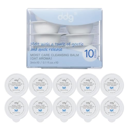 ddg Travel Size Cleansing Balm,Makeup Remover Balm for Sensitive Skin,Vegan,Hydrating Formula with Natural Plant Oils,Individually Wrapped 3ml (10-Pack)