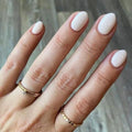 Modelones Pink White Short Press-On Nails Oval Fake Nails Kit - 32 Reusable Tips