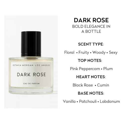 OCTAVIA MORGAN DARK ROSE Eau de Parfum ? Bold Floral Fruity Woody Fragrance for All | Long-Lasting Gender-Inclusive Scent with Pink Peppercorn, Black Rose & Plum | 50ML
