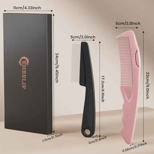 Dandruff Comb 2PC Upgraded Fine Tooth Scalp Detox Comb Lice for Women, Men & Kids Scalp Detoxing, Sweep & Massage Hair Brush Tool with Elegant Box for Hair Care (Pink)