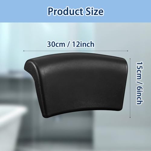 Bath Pillow, Bath Pillows for Tub with Head, Neck and Shoulder Support, Ergonomic Waterproof Bathtub Pillow with Strong Non-Slip Suction Cups, Relaxing Spa, Hot Tubs, Bathroom Essentials Black