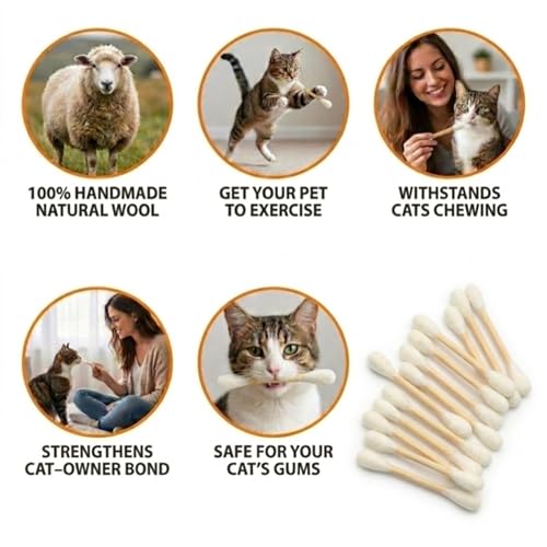 Glaciart One Catnip Cat Toys - 6 Pack Wool Swabs