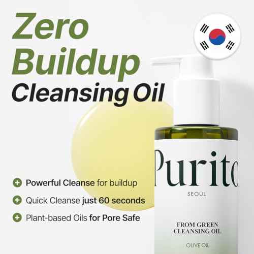 PURITO From Green Cleansing Oil, Fragrance-Free Makeup Remover for Face & Eyes, Gentle Vegan Oil Cleanser for Sunscreen & Waterproof Makeup, Cruelty-Free Korean Skin Care, 6.76 fl.oz / 200ml