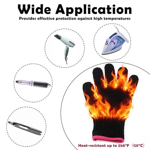 Heat Resistant Hair Styling Glove for Curling Iron, Pink Edge