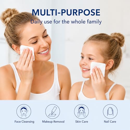Cottonessence Large Square Cotton Pads 360 Count Pack - Hypoallergenic, Soft, Lint-Free for Makeup & Skincare