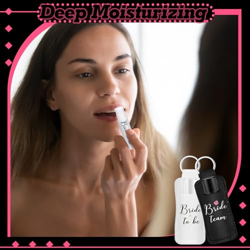 24 Pcs/12 Set Bride and Bridesmaid Lip Balm Gifts Bulk 11 Pack Black Bridesmaid Themed 1 Pcs White Bride Themed Each One Has 1 Pouch Bachelorette Party Supplies Wedding Gifts