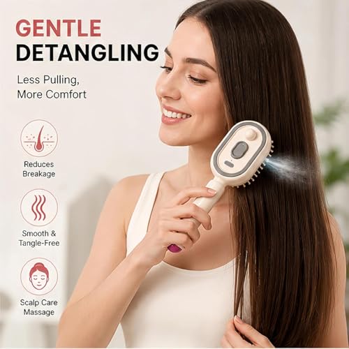 Electric 3-in-1 Hair Care Comb with Mist Sprayer & Massager