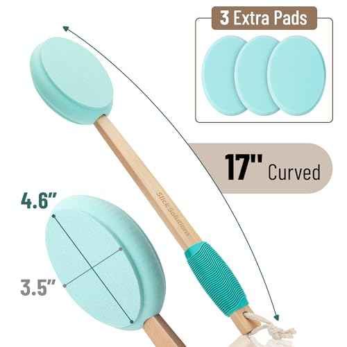 Slick- Lotion Applicator with 3 Extra Pads, 17 Inch, Green, Back Applicator Lotion, Certified Organic, Easy Reach Washable, Self Tanner for All Skin Tone