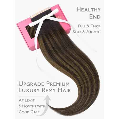 WENNALIFE 8cm Tape in Hair Extensions Real Human Hair, Tape Weft Hair Extensions Human Hair 18 Inch 50g 10pcs Balayage Dark Brown Mixed Chestnut Brown Luxury Hair Straight Extensiones De Cabello Hmano