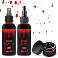 Halloween Fake Blood Makeup Kit - 3PC Set with Spray, Dripping & Gel
