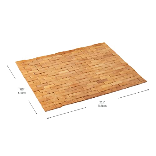 Bamboo Bath Mat with Non-Slip Grips, 23.5" x 16.5"
