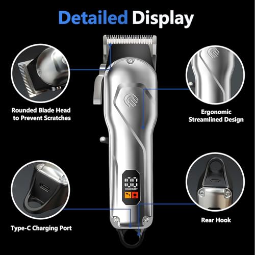 Cordless Hair Clippers for Men | Professional Trimmer with 8 Guide Combs