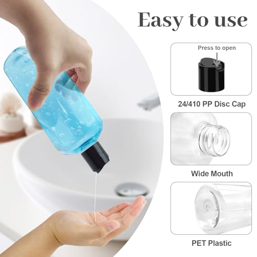 16 oz Clear Plastic Squeeze Bottles, 2-Pack | Leak-Proof Travel Containers