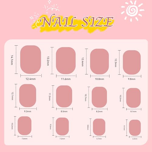 Kawyehu Kids Press on Nails 72Pcs French Donut Heart Short Full Cover False Nails