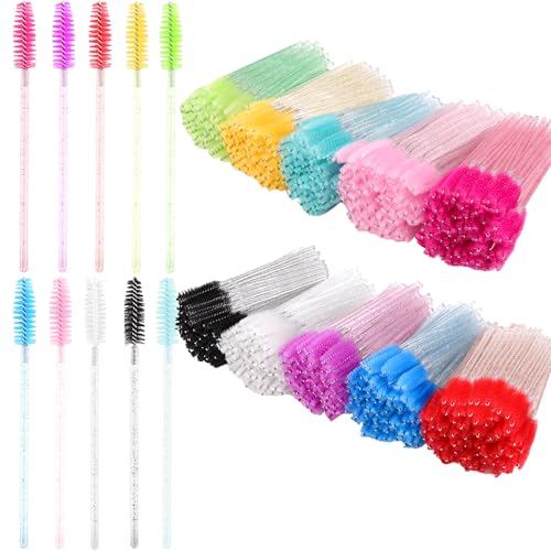 Exacoo Multicolor 500pcs Eyebrow & Lash Spoolies Makeup Brushes for Eyelash Extensions