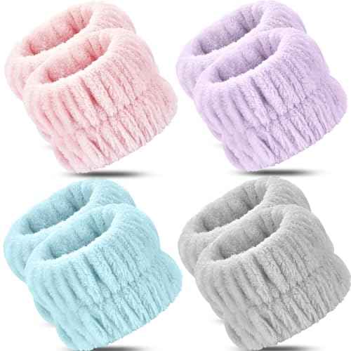 Wrist Bands for Washing Face, 8pcs Spa Face Washing Wristbands, Microfiber Arm Wrist Towels, Absorbent Wash Wristbands for Woman Men, Prevent Water from Spilling Down Your Arms