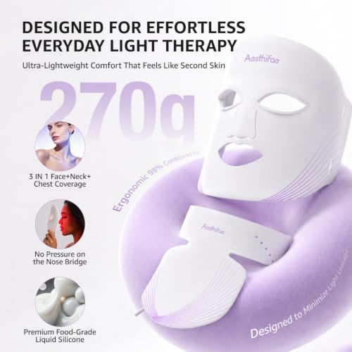 Aesthifae Red Light Therapy Mask - 468 LED Face, Neck & Chest