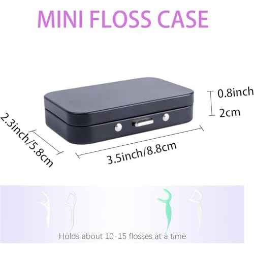 2Pack Dental Floss Portable Case with Mirror,Refillable Portable Floss Pick Holder Container,Small Floss Dispenser for Travel, Dates,Dinners and Hotels(Black)
