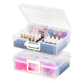 IRIS USA Cosmetic Train Case Nail Polish Organizer with 4 Inner Cases and Handle, 2-Pack, Portable Cosmetology Hobby Storage Box Holds 44 Bottles, for Tabletop Gaming Minis Art Craft Supplies, Clear