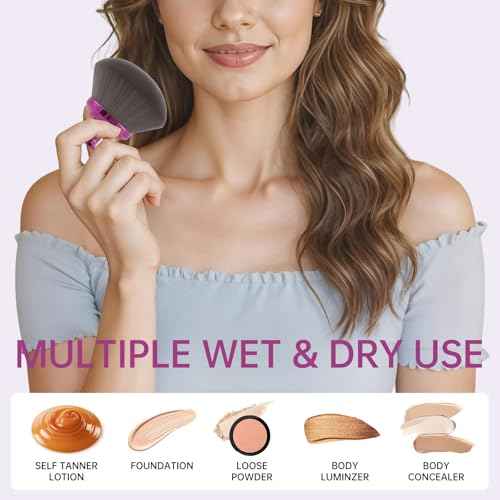 Extra Large Body Makeup Brush, 3.54 inch Dense Streak-free Self Tanner Brush, Tanning Applicator for Body Blend & Blur, Bronzer, Leg Makeup, Powder and Cream, Soft Cruelty-Free Kabuki Brush Bristles