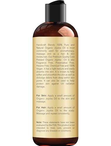 Handcraft Blends Organic Jojoba Oil 8 Fl Oz | Cold-Pressed