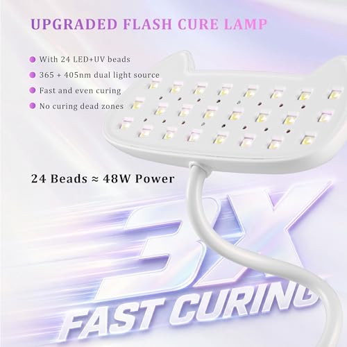 JIUWIIL 48W UV LED Nail Lamp with 24 Beads & Gooseneck
