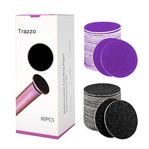Trazzo Color-Coded Replacement Sanding Discs for Electric Foot File ? 80/120/180 Grit Refill Sandpaper Pads for Callus Remover, Fits Most Round Foot Grinders (60PCS)