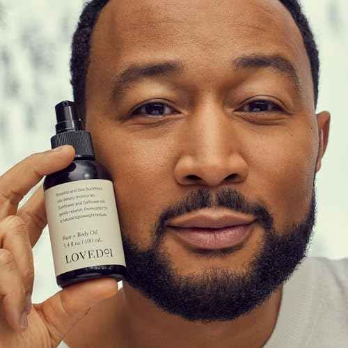Loved01 Face & Body Oil, John Legend Skincare, Daily Hydration, Lightweight & Non-Greasy Formula with Vitamin E & A, Serum for Scars & Stretchmarks, 3.4 oz