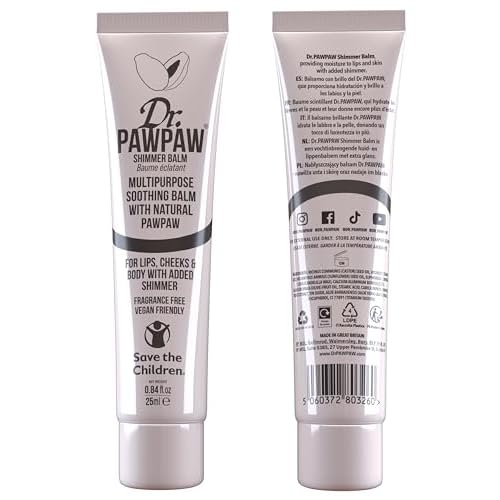 Dr.PAWPAW Shimmer, Multi-Purpose Natural No Fragrance Balm for Hydrating Lips, Skin, Hair, Cuticles, Nails & Beauty Finishing (3 x 25 ml)
