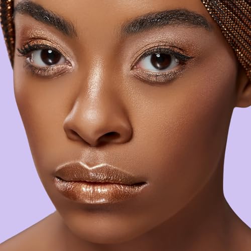 Mynena Diamond Lips | Copper with Gold Metallic Finish Lip Gloss | High-Shine, Non-Sticky, Non-Drying | Lipstick Topper | Amber